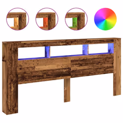vidaXL LED Headboard Bed Header Bedroom Storage Bed Headboard Engineered Wood - old wood