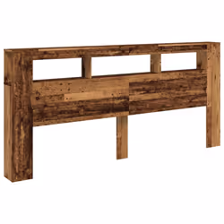 vidaXL LED Headboard Bed Header Bedroom Storage Bed Headboard Engineered Wood - old wood