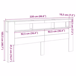 vidaXL LED Headboard Bed Header Bedroom Storage Bed Headboard Engineered Wood - old wood