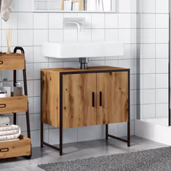 vidaXL Bathroom Sink Cabinet Vanity Unit Storage Cupboard Engineered Wood - artisan oak, 60 x 33 x 60 cm - Additional view 2