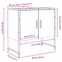 vidaXL Bathroom Sink Cabinet Vanity Unit Storage Cupboard Engineered Wood - artisan oak, 60 x 33 x 60 cm - Additional view 3