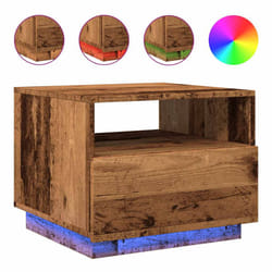 vidaXL Coffee Table with LED Lights Hallway Accent End Table Side Sofa Table - old wood, 50 x 49 x 40 cm