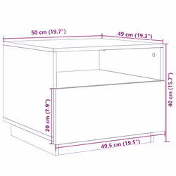 vidaXL Coffee Table with LED Lights Hallway Accent End Table Side Sofa Table - old wood, 50 x 49 x 40 cm