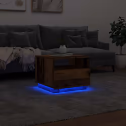 vidaXL Coffee Table with LED Lights Hallway Accent End Table Side Sofa Table - old wood, 50 x 49 x 40 cm - Additional view 4
