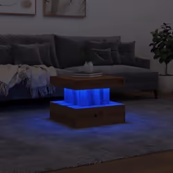 vidaXL Coffee Table with LED Lights Hallway Accent End Table Side Sofa Table - artisian oak, 50 x 50 x 40 cm - Additional view 4