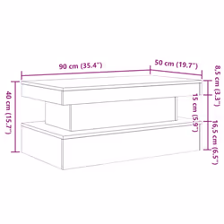 vidaXL Coffee Table with LED Lights Hallway Accent End Table Side Sofa Table - artisian oak, 90 x 50 x 40 cm - Additional view 3