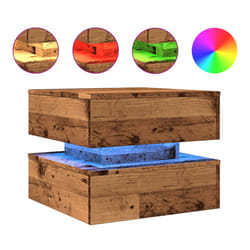 vidaXL Coffee Table with LED Lights Accent End Table Tea Side Table Old Wood - old wood