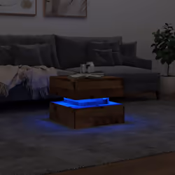 vidaXL Coffee Table with LED Lights Accent End Table Tea Side Table Old Wood - old wood - Additional view 4