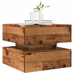 vidaXL Coffee Table with LED Lights Accent End Table Tea Side Table Old Wood - old wood - Additional view 5