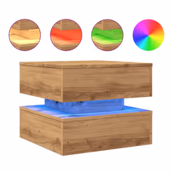 vidaXL Coffee Table with LED Lights Accent End Table Tea Side Table Old Wood - artisian oak