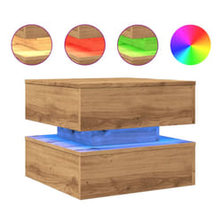 vidaXL Coffee Table with LED Lights Accent End Table Tea Side Table Old Wood - artisian oak