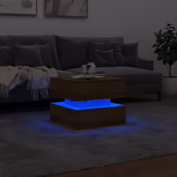 vidaXL Coffee Table with LED Lights Accent End Table Tea Side Table Old Wood - artisian oak - Additional view 4