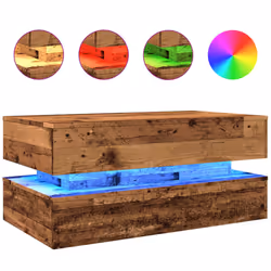 vidaXL Coffee Table with LED Lights Hall End Table Tea Side Table - old wood