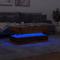 vidaXL Coffee Table with LED Lights Hall End Table Tea Side Table - old wood - Additional view 4