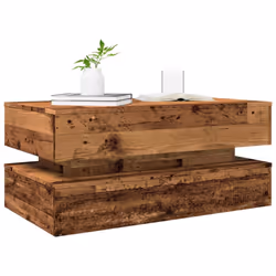 vidaXL Coffee Table with LED Lights Hall End Table Tea Side Table - old wood - Additional view 5