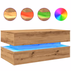 vidaXL Coffee Table with LED Lights Hall End Table Tea Side Table - artisian oak