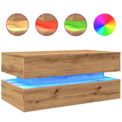 vidaXL Coffee Table with LED Lights Hall End Table Tea Side Table - artisian oak