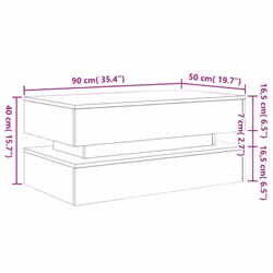 vidaXL Coffee Table with LED Lights Hall End Table Tea Side Table - artisian oak