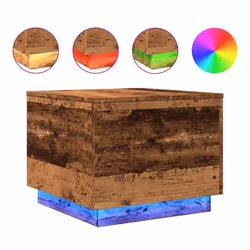 vidaXL Coffee Table with LED Lights Hallway End Table Side Tea Sofa Table - old wood, 50 x 50 x 40 cm