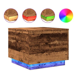 vidaXL Coffee Table with LED Lights Hallway End Table Side Tea Sofa Table - old wood, 50 x 50 x 40 cm