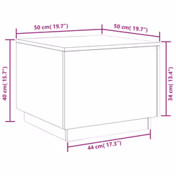 vidaXL Coffee Table with LED Lights Hallway End Table Side Tea Sofa Table - old wood, 50 x 50 x 40 cm