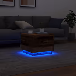 vidaXL Coffee Table with LED Lights Hallway End Table Side Tea Sofa Table - old wood, 50 x 50 x 40 cm - Additional view 4