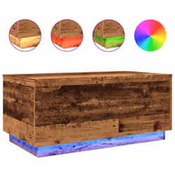 vidaXL Coffee Table with LED Lights Hallway End Table Side Tea Sofa Table - old wood, 90 x 50 x 40 cm