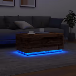 vidaXL Coffee Table with LED Lights Hallway End Table Side Tea Sofa Table - old wood, 90 x 50 x 40 cm - Additional view 4