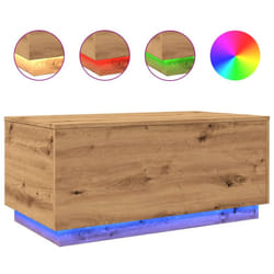 vidaXL Coffee Table with LED Lights Hallway End Table Side Tea Sofa Table - artisan oak, 90 x 50 x 40 cm