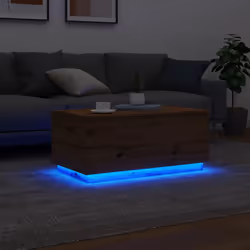 vidaXL Coffee Table with LED Lights Hallway End Table Side Tea Sofa Table - artisan oak, 90 x 50 x 40 cm - Additional view 4
