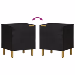 vidaXL Bedside Cabinet Nightstand Bed Table Side Table Black Solid Wood Mango - 1 pcs - Additional view 5