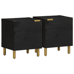 vidaXL Bedside Cabinet Nightstand Bed Table Side Table Black Solid Wood Mango - 2 pcs