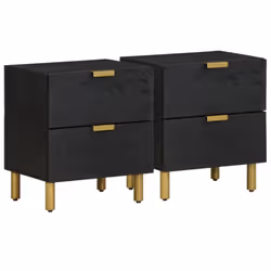 vidaXL Bedside Cabinet Nightstand Bed Side Table Solid Wood Mango - 2 pcs