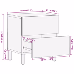 vidaXL Bedside Cabinet Nightstand Bed Side Table Solid Wood Mango - 2 pcs