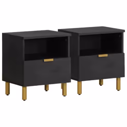 vidaXL Bedside Cabinet Nightstand Bed Table Bed Cabinet Black Engineered Wood - 2 pcs