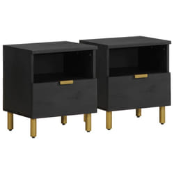 vidaXL Bedside Cabinet Nightstand Bed Table Bed Cabinet Black Engineered Wood - 2 pcs