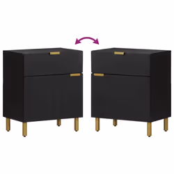 vidaXL Bedside Cabinet Nightstand Bed Table Bed Cabinet Black Engineered Wood - Additional view 5