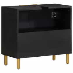 vidaXL Bathroom Sink Cabinet Storage Cupboard Sink Unit Black Engineered Wood - Additional view 4