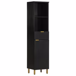 vidaXL Bathroom Cabinet Storage Cupboard Vanity Unit Black Solid Wood Mango