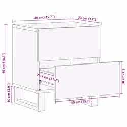 vidaXL Bedside Cabinets 2 pcs Black 40x33x46 cm Solid Wood Mango bedside table - 1 pcs - Additional view 10