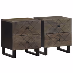 vidaXL Bedside Cabinets 2 pcs Black 40x33x46 cm Solid Wood Mango bedside table - 2 pcs