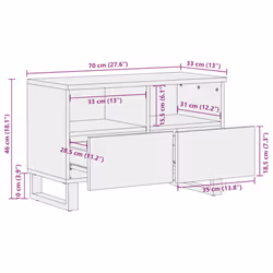 vidaXL TV Cabinet Black 70x33x46 cm Solid Wood Mango TV stand TV sideboard