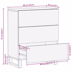 vidaXL Sideboard Black 60x33x75 cm Solid Wood Mango storage cabinet