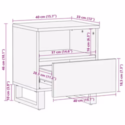 vidaXL Bedside Cabinet Black 40x33x46 cm Solid Wood Mango bedside table - 1 pcs - Additional view 10