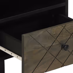 vidaXL Bedside Cabinet Black 40x33x46 cm Solid Wood Mango bedside table - 1 pcs - Additional view 6