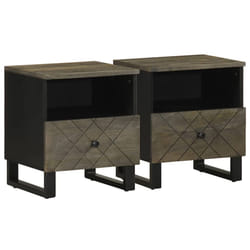 vidaXL Bedside Cabinet Black 40x33x46 cm Solid Wood Mango bedside table - 2 pcs