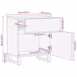vidaXL Bedside Cabinet Black 50x33x60 cm Solid Wood Mango bedside table
