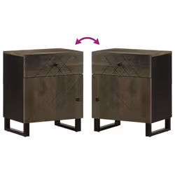 vidaXL Bedside Cabinet Black 50x33x60 cm Solid Wood Mango bedside table - Additional view 5