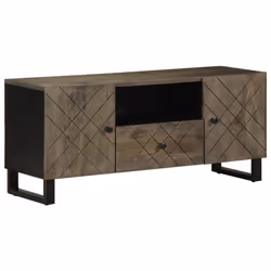 vidaXL TV Cabinet Black 105x33x46 cm Solid Wood Mango TV stand TV sideboard