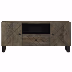 vidaXL TV Cabinet Black 105x33x46 cm Solid Wood Mango TV stand TV sideboard